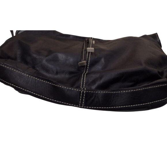 Vtg Etienne Aigner Soft Leather Crossbody Shoulder Bag Purse Black Logo Biker - Picture 6 of 8